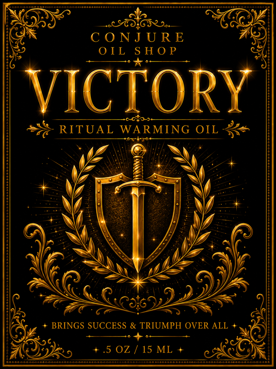 Victory ritual oil label — Brings success and triumph over all